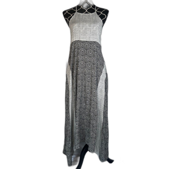 Lori + Mari Handkerchief Halter Maxi Dress Small Small Mixed Print Boho Hippie - Picture 1 of 13